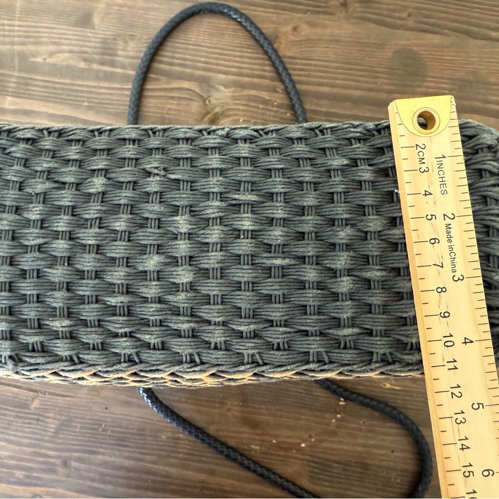 Vintage Brighton Straw & Leather Purse Tote Bag Woven Braided Straps-Tan Black - Picture 14 of 16